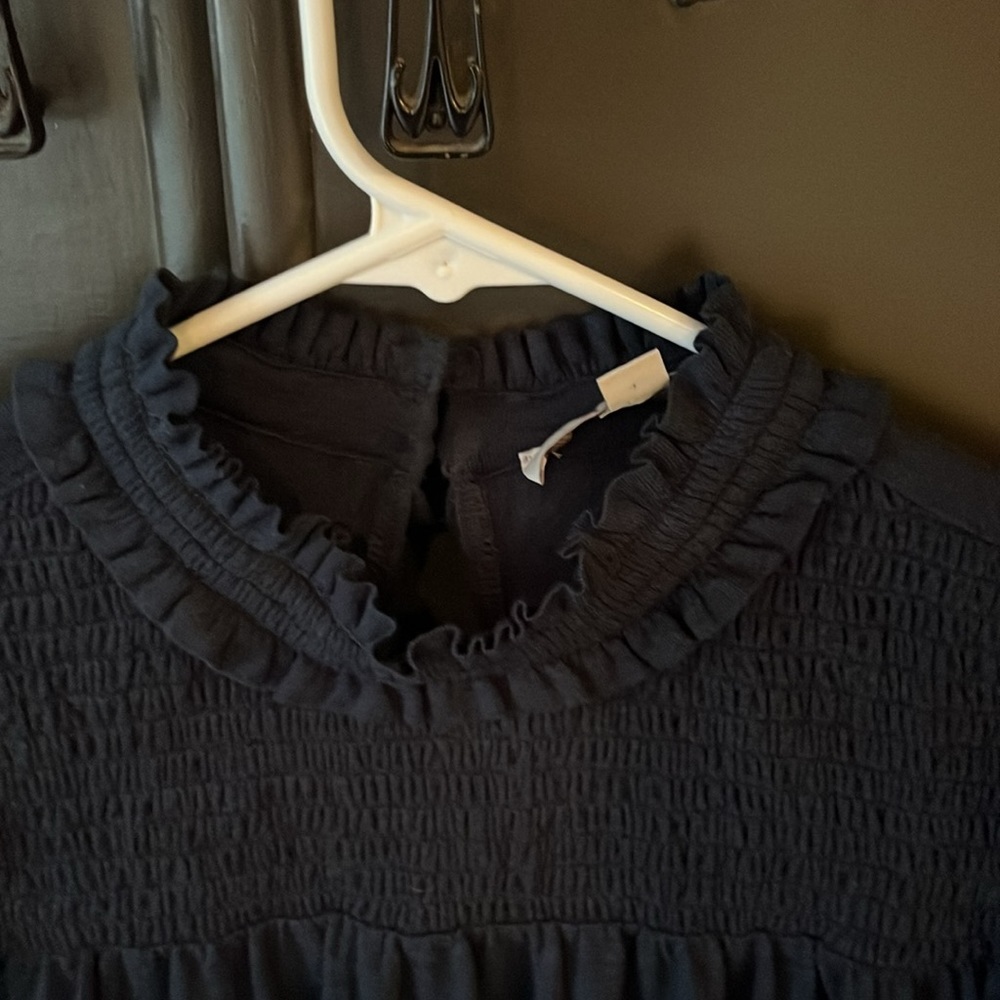 LOFT Midnight Blue Blouse with Ruffle Detail - Picture 4 of 8